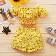 thumbnail image 4 of Vedolay Girls Outfits Girl's 2 Piece Outfits Cute Print Bow Front Ruffle Top with Shorts,Yellow 2-3 Years, 4 of 4