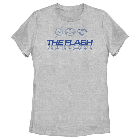 Women's The Flash Heroes Classic Blue Emblems  Graphic Tee Athletic Heather Small