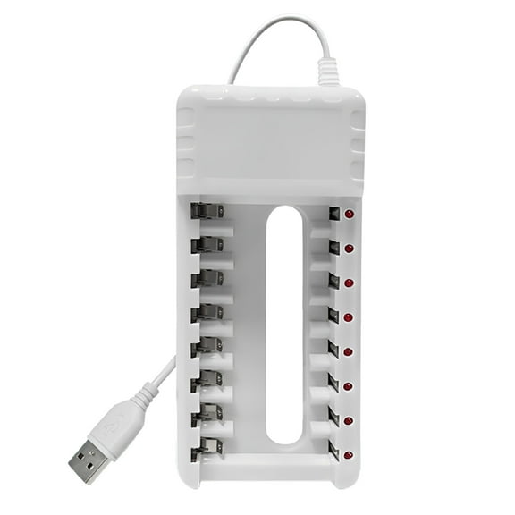 GJX Rechargeable Battery Charger USB Output 8 Slots Fast Charging for AAA/AA Battery