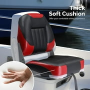 PEXMOR Low/High Back Boat Seats, Folding Boat Seats 2 Pack Thick Soft Cushion Waterproof, Fishing Captain Boat Seats w/Aluminum Hinges & Stainless Steel Screws, 2 Packs