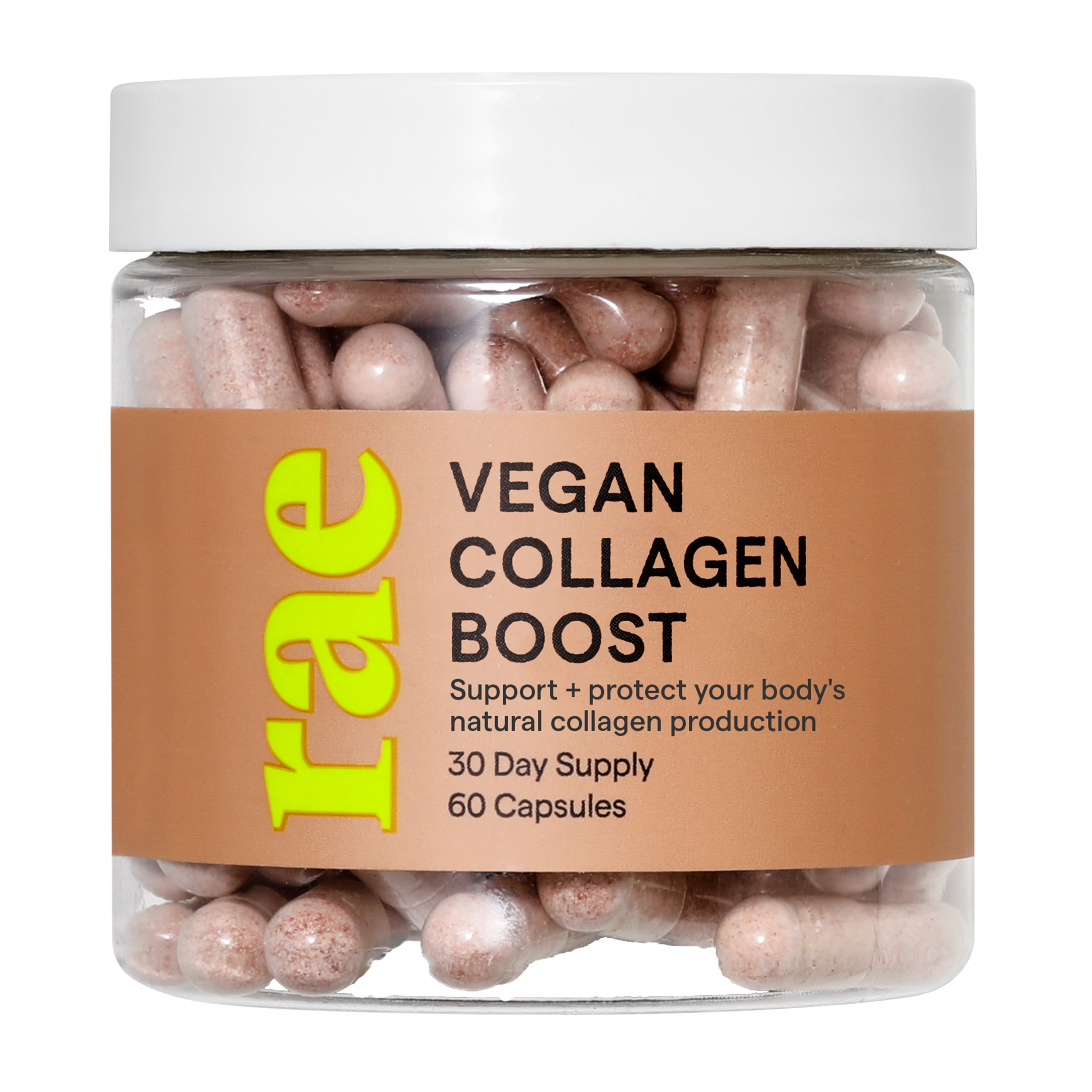 Rae Vegan Collagen Boost Supplement with Vitamin C, Support Hair, Skin & Nails, 60ct