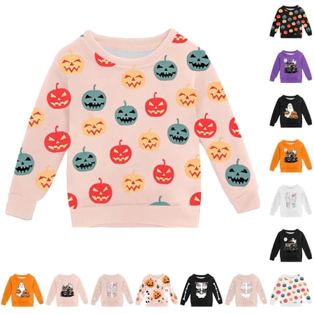 LIIPEE Halloween Graphic Sweatshirts For Boys Long Sleeve Crew Neck Pullover Kids Autumn Winter Comfortable Casual Sweatshirt 5-6 Years