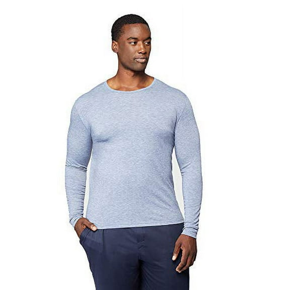 Mens Lightweight Baselayer Crew Top, Deep Pacific Heather, Size XXLarge