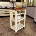 thumbnail image 2 of Bowery Hill Farmhouse Solid Acacia Wood Kitchen Cart with Casters in White, 2 of 2