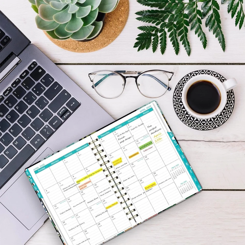 2025 Planner, 12-Month Daily Weekly Monthly Planner Spiral Notebook With Sticker