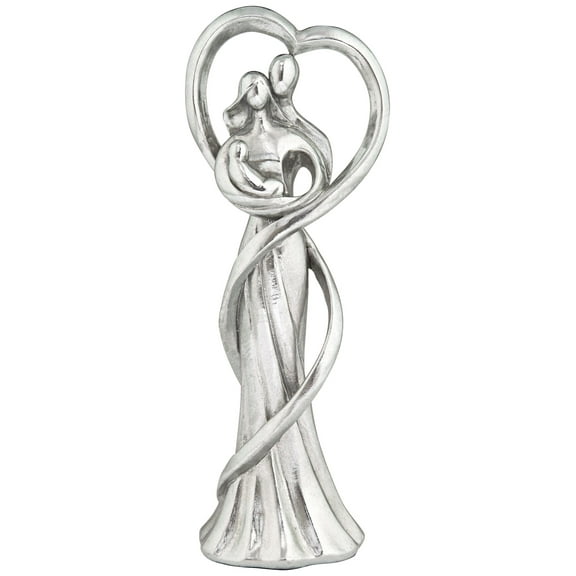 Kensington Hill Family Heart 11 1/2" High Glossy Silver Statue