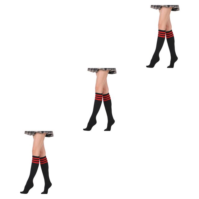 Guardurnaity Calcetines a rayas hasta el muslo, calcetín largo, botas, calcetería para Cosplay, calentadores de piernas, accesorios para el Día Type1