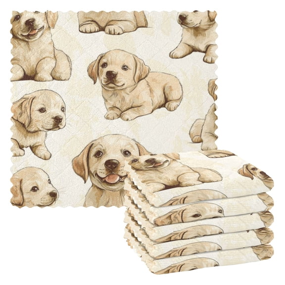 6 Pieces of Kitchen Towels 11x11Inch Kitchen Dish Cloths Kitchen Dish Towels Reuseable Cleaning Cloths Pretty Cute Dog