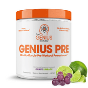Pre Workout Powder– Caffeine Free Natural Nootropic Preworkout, Energy Supplement – Genius Brand Grape Limeade