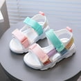 thumbnail image 2 of Sopiago Summer Sandals Girls Open Toe Ankle Strap Sandals for Little Big Kids White,12.5, 2 of 5