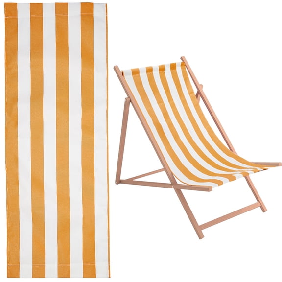 44x17 Beach Sling Chair Replacement Canvas 1mm Thick Yellow and White Stripes Outdoor Furniture Folding Sling Lounge Chair