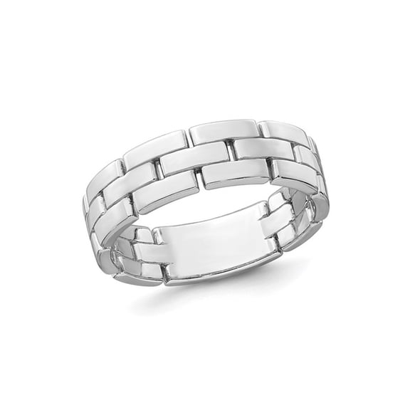 Gem & Harmony Sterling Silver Polished Brick Ring Band (5.80mm Thick) for Women