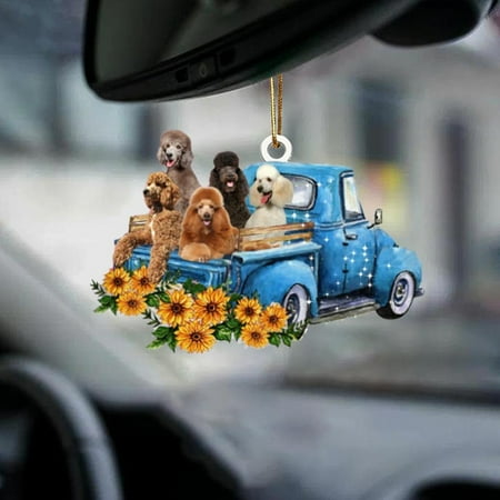 

NEGJ Car Dog Sunflower Truck Car Rearview Mirror Pendant Creative Pendant Decoration