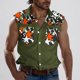 thumbnail image 5 of Camisas de Cuello para Hombres, Moda Casual Día de la Independencia Imprimir Turndown Bolsillos sin Mangas Tanque Deportivo, 5 of 5