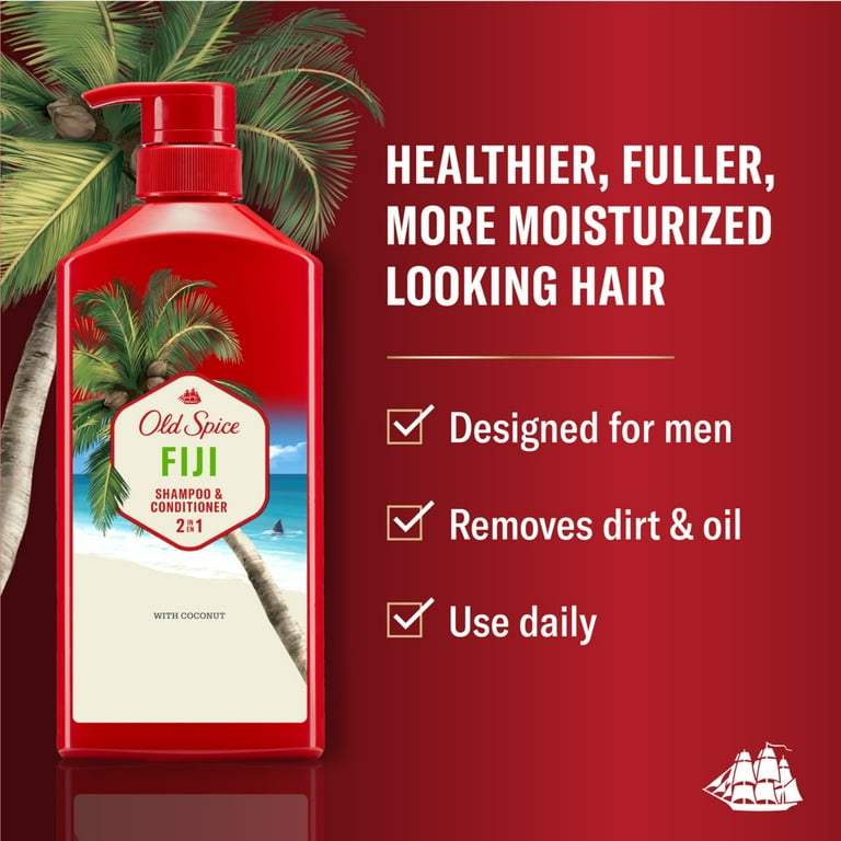 Old Spice 2in1 Mens Shampoo and Conditioner, All Hair Types, Fiji