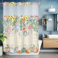 thumbnail image 6 of Easter Eggs No Hooks Shower Curtain with Snap-in Liner Spring Yellow Pink Floral Leaves Beige Background Shower Curtains for Bathroom, Waterproof, Easy Install, Washable 72"x84", 6 of 9