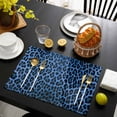 thumbnail image 3 of Blue Leopard Print Placemats Set of 8, Vintage Abstract Animal Patterned Art Placemats for Dining Table, Place Mats for Kitchen Tabletop, Waterproof Wipeable Dining Table Mats Set, 3 of 9