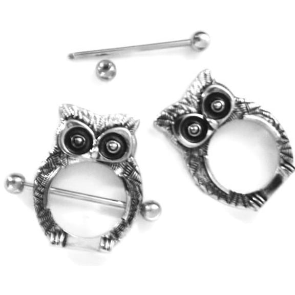 Nipple Ring Bars Owl Body Jewelry Shield 14 Gauge 1'' BAR Body Accentz