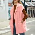 thumbnail image 2 of BiZtdJrK Womens 2025 Winter Fuzzy Fleece Jacket Fall Outdoor Sleeveless Sherpa Vest Solid Casual Button Lapel Cardigan Coats with Pockets Lightning Sale Pink L, 2 of 9