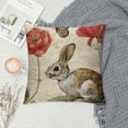 thumbnail image 2 of Creowell Vintage French Rabbit Throw Pillow Cover Botanical Flower Mushroom Spring Decorative Pillow Case Modern Home Decor Square Pillowcase (Retro Bunny) 12x12in, 2 of 5