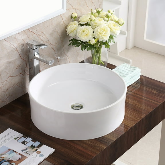 Karran Usa Vc-420 Valera 18" Circular Vitreous China Vessel Bathroom Sink - White