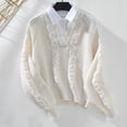 thumbnail image 2 of UYISJ Womens Sweaters Fall Cable Knit Long Sleeve V Neck Oversized Sweater Chunky Pullover Solid Color Loose Outfits M, 2 of 3