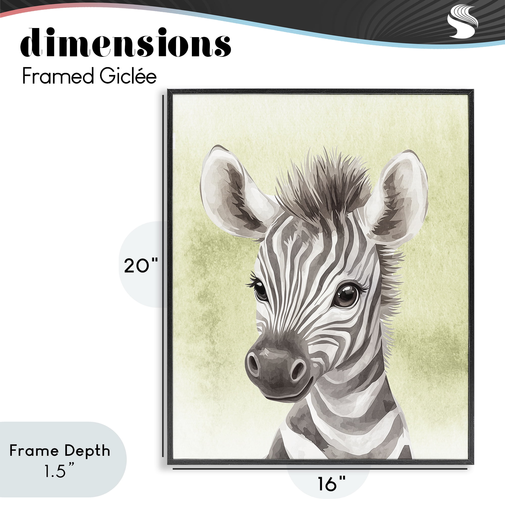 Stupell Industries Jungle Friends Baby Zebra Black Framed Giclee Art, design by Christine Simpson Art