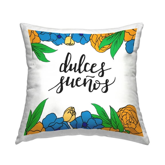 Stupell Industries Dulces Sueños Flores Tropicales Decorative Printed Throw Pillow, 18 x 7 x 18