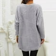 thumbnail image 5 of Womens Solid Color Crewneck Pullover Fluffy Sweatshirts Winter Warm Loungewear Tops with Pockets Light Gray 2XL, 5 of 6