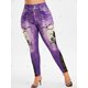 thumbnail image 3 of Más el tamaño del panel de Halloween del cordón de la impresión 3D Jeggings Rosegal Leggings de talla grande, 3 of 5