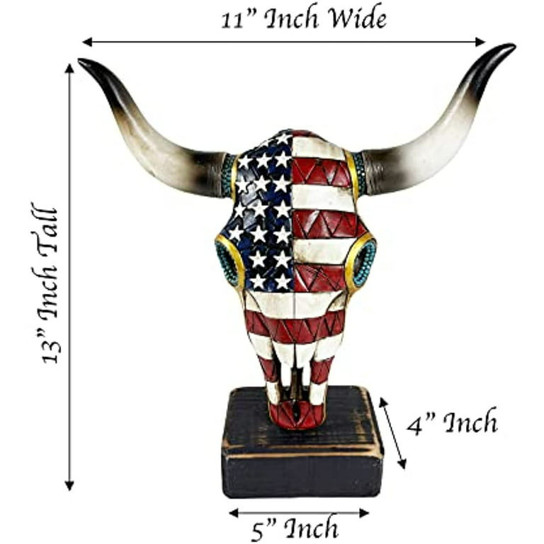 cows skull red white and blue