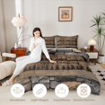 thumbnail image 4 of Manfei Rustic Camper King Size Comforter Sets 3pcs,Happy Camping Comforters King Size,Brown Gray Khaki,1 Comforter and 2 Pillowcases,Reversible, 4 of 6