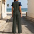 thumbnail image 5 of FRSASU Women's Sleeveless Wide‑Leg Jumpsuit Relaxed Fit Button‑Down Front Overall Jumpsuit with Big Side Pockets Bronze, 5 of 6