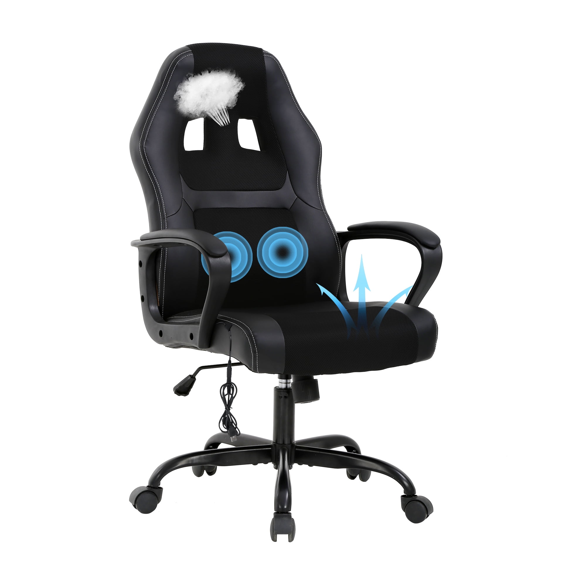 Happy Ending Massage Porn Bathurst - YRLLENSDAN Massage Gaming Chair Video Game for Adults, PU Leather Computer  Chair with Arms & Massaging Back Ergonomic High-Back Video Game Chair for  Men Women, Black - Walmart.com