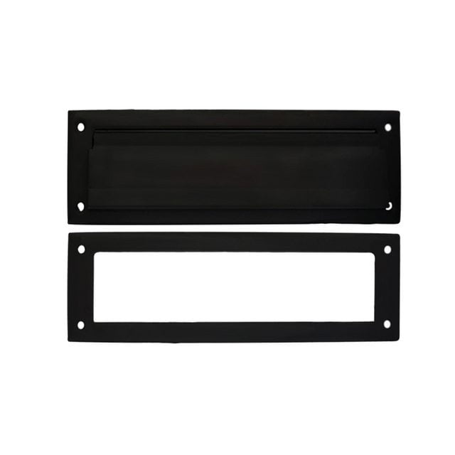 QCAA Solid Brass Mail Slot, with Solid Brass Interior Frame, 13" x 3.625", Matte Black, 1 Pack