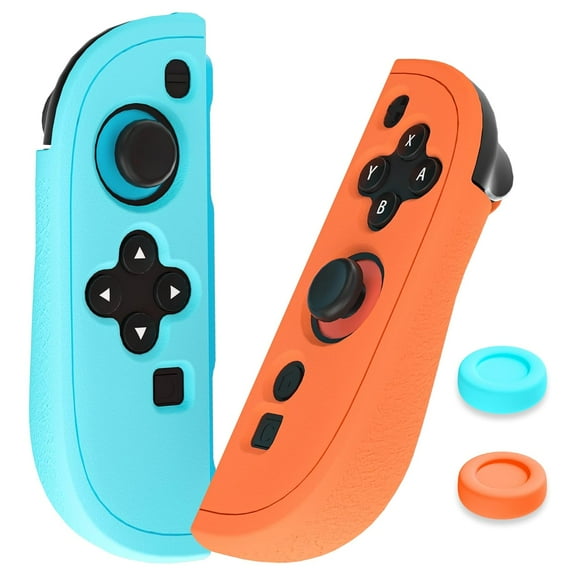 Blue Orange Joycon Grip Cover Compatible with Switch 2 Controller, Silicone Grip Accessories Bundle for Switch 2 Joycon with Ergonomic and Anti-Slip Design Controller Grip and 2 Thumb Caps