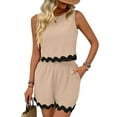 thumbnail image 2 of Womens 2 Piece Vacation Outfits Lounge Sets Casual Cropped Tank Tops Shorts Matching Set S, 2 of 6
