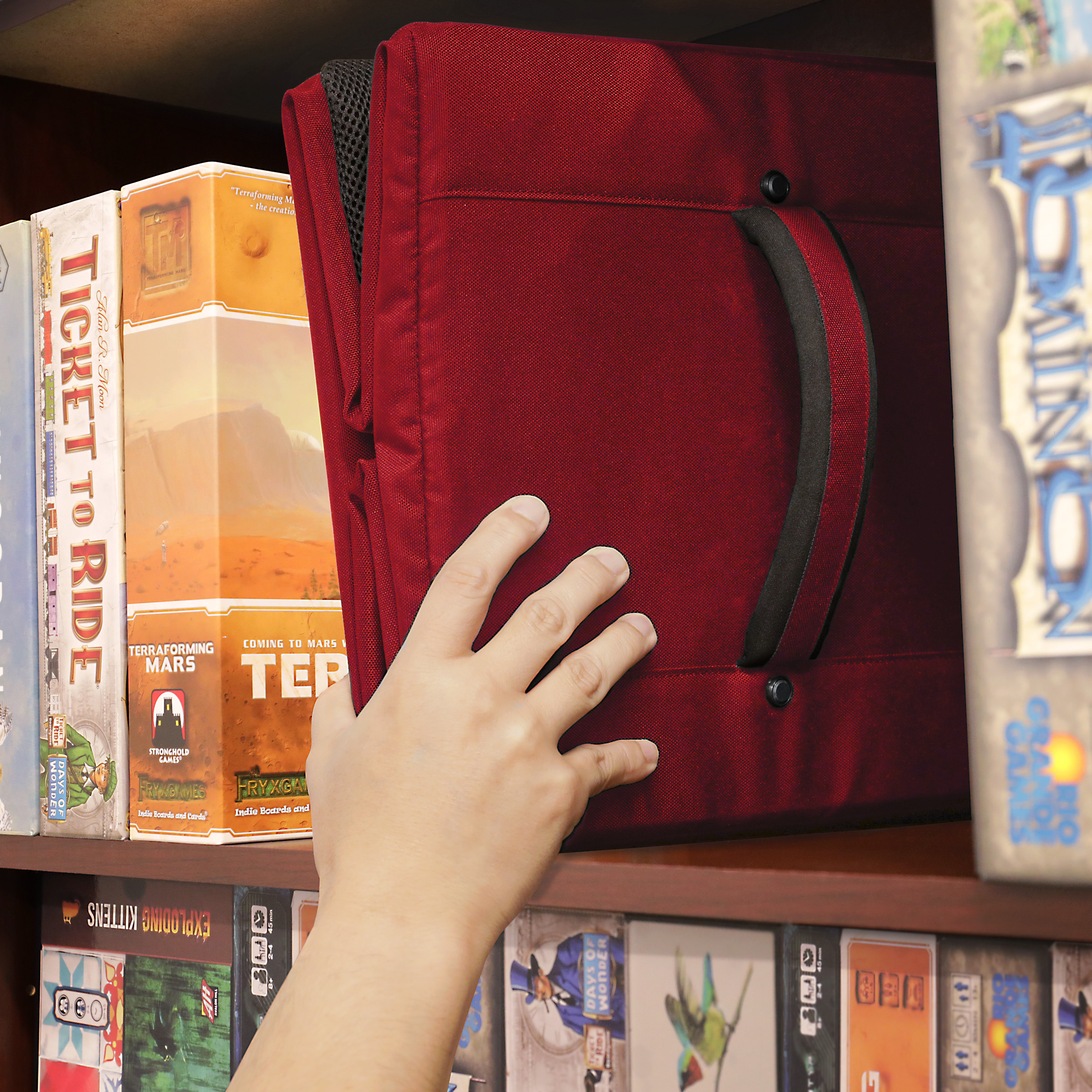 ENHANCE Collector's Edition Board Game Shoulder Bag - Game Storage with Pockets (Dragon Red)