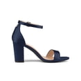 thumbnail image 3 of BLISSFUL STEP Women's Back to School Shoes Ankle Strap Buckle Block Heel Sandals Navy Blue 5.5, 3 of 8