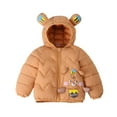 thumbnail image 2 of Chaqueta de plumón con estampado de osito de peluche para niños y niñas, otoño e invierno, para bebés y niños pequeños, ligera, de manga larga, con capucha, para exteriores, abrigo de poliéster para n, 2 of 9