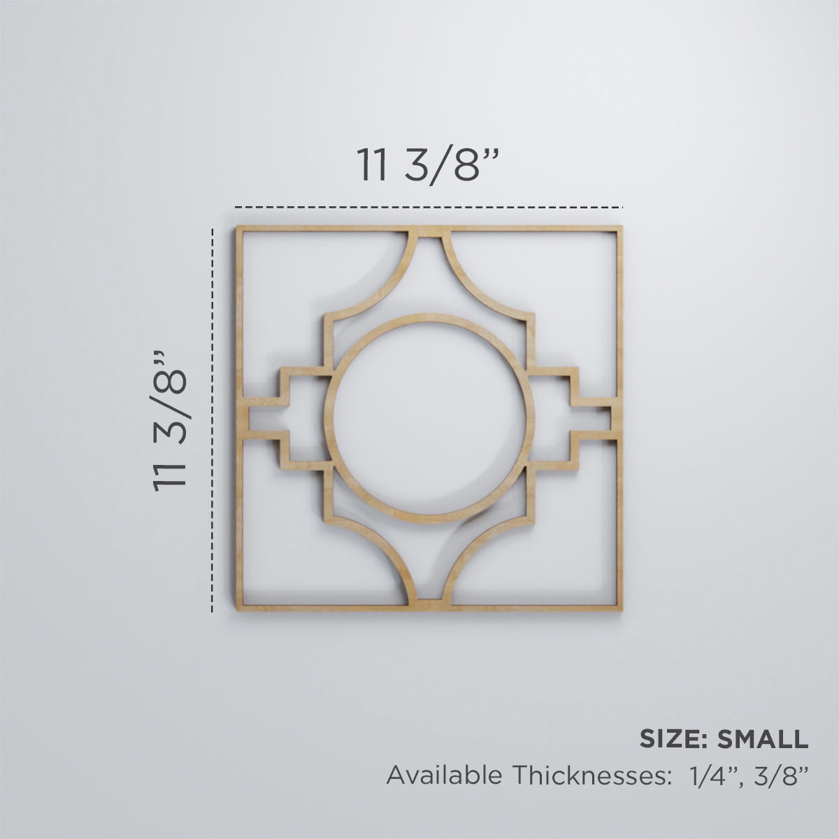 Ekena Millwork 11 3/8"W x 11 3/8"H x 3/8"T Small Gypsum Decorative Fretwork Wood Wall Panels, Wood (Paint Grade)