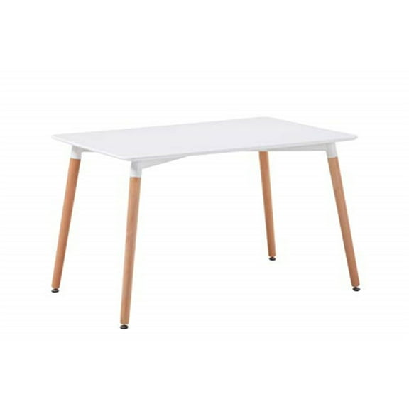 Commercial Seating Products Minimalist Mid Century Modern Design 32''x48'' Rectangular White Dining Table