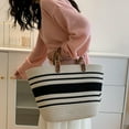thumbnail image 3 of Straw Beach Bag, Straw Tote Bag for Women with Bamboo Handles Summer Vacation Woven Beach Bag Shoulder Handbag, 3 of 7