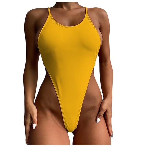 Sngxgn Bathing Suit for Women Tummy Control High Cut Swimsuit Womens Swim Suit(Yellow,L)