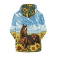 thumbnail image 2 of Uourmeti Art Horse Sunflower Youth Zip Up Hoodie Lightweight Long Sleeve with Pockets Casual Athletic Outerwear Teens Size 10-12, 2 of 7