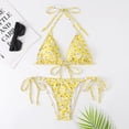 thumbnail image 5 of Xmyrz Swimsuit Women Bathing Suits Filled Bra Stripe Print Spaghetti Strap Leisure Thin Vacation 2Pc Swimsuit Sets Swimwear, 5 of 5