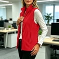 thumbnail image 5 of Tusihei Women's Zip Up Fleece Vest Collared Sleeveless Warm Soft Casual Outerwear Solid Basic Coat for Fall Winter Layering, Red XL, 5 of 9