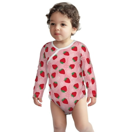 

Fotbe Strawberry Pattern Unisex-baby Long-sleeve Bodysuit Long Sleeve Bodysuits One-piece 100% Organic Cotton for Infant Baby Boys Unisex-3 Months