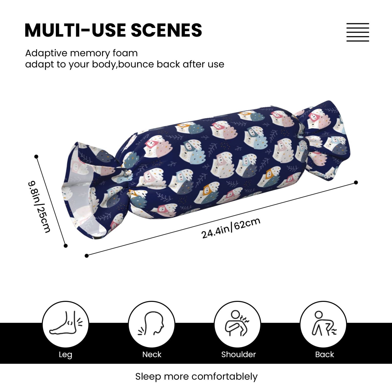 Xecao Mom And Baby Owls Print+Candy-Inspired Plush Pillow for Men Women Suitable for Beds, Sofas, Game Rooms Drawstring Closure