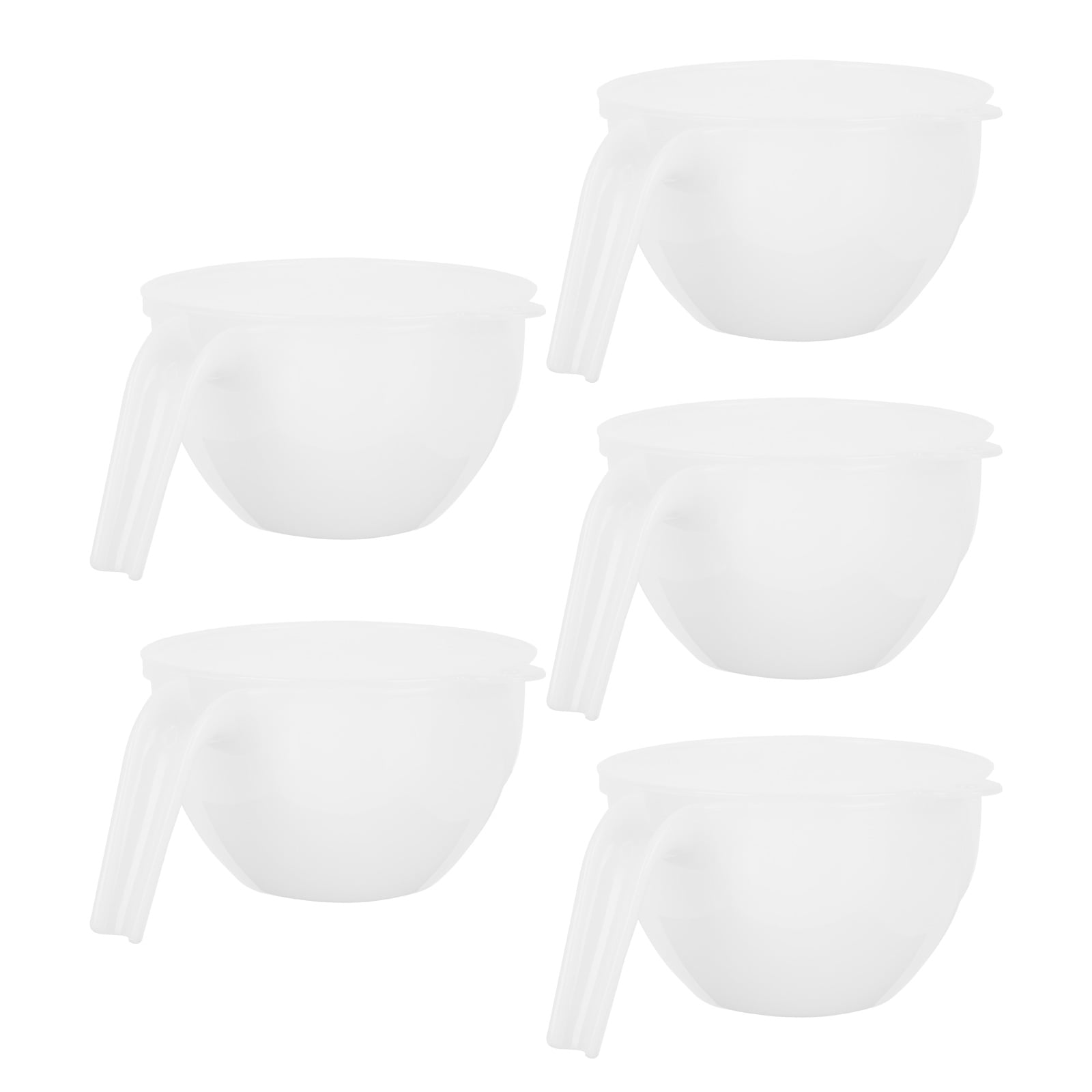 OHOIOLLA 5Sets White Mixing Bowl with Lid Plastic for Cream and Sauce Stirring